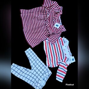 Janie and Jack Red and White Striped Dress Set